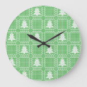 Gezellige kerstboom lelijke trui geruit patroon grote klok (Voorkant)