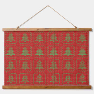Gezellige kerstboom lelijke trui geruit patroon hangend wandkleed