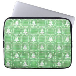 Gezellige kerstboom lelijke trui geruit patroon laptop sleeve