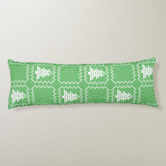 Gezellige kerstboom lelijke trui geruit patroon lichaamskussen (Achterkant)