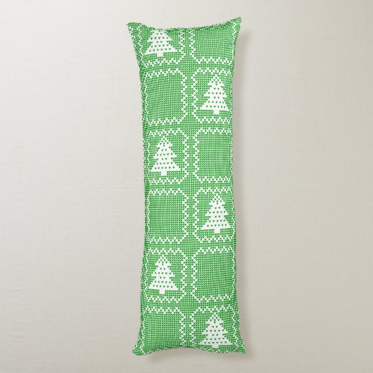 Gezellige kerstboom lelijke trui geruit patroon lichaamskussen (Achterkant (Verticaal))