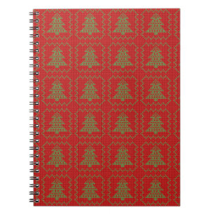 Gezellige kerstboom lelijke trui geruit patroon notitieboek