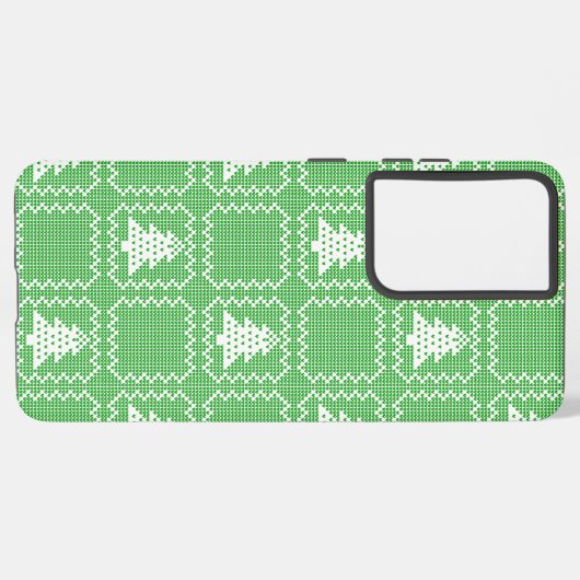 Gezellige kerstboom lelijke trui geruit patroon samsung galaxy hoesje (Linkerkant)