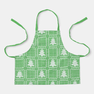 Gezellige kerstboom lelijke trui geruit patroon schort