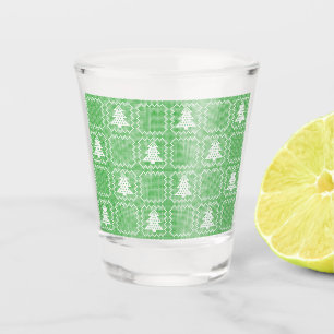 Gezellige kerstboom lelijke trui geruit patroon shot glas
