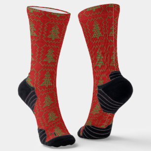 Gezellige kerstboom lelijke trui geruit patroon sokken