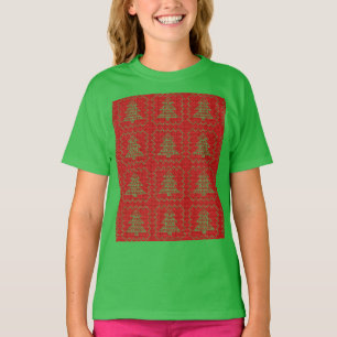 Gezellige kerstboom lelijke trui geruit patroon t-shirt