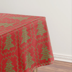 Gezellige kerstboom lelijke trui geruit patroon tafelkleed