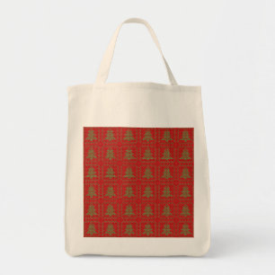 Gezellige kerstboom lelijke trui geruit patroon tote bag