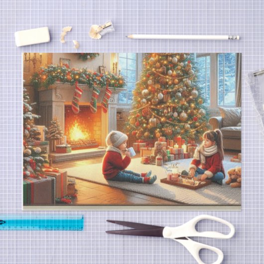 Gezellige kerstboom met Schattige KidsTissue Papie Tissuepapier (Craft)