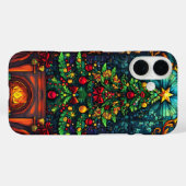 Gezellige Kerstboom Open Haard Gebrandschilderde K Case-Mate iPhone Case (Achterkant (horizontaal))