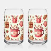 Gezellige Kerstcacao en Gemberkoek Patroon Blikvorm Glas (Voorkant)