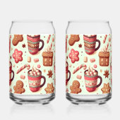 Gezellige Kerstcacao en Gemberkoek Patroon Blikvorm Glas (Links)