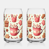 Gezellige Kerstcacao en Gemberkoek Patroon Blikvorm Glas (Achterkant)