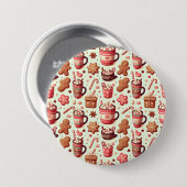 Gezellige Kerstcacao en Gemberkoek Patroon Ronde Button 7,6 Cm (Voorkant /achterkant)