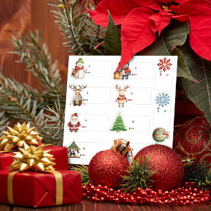 Gezellige kerstcadeau Tags Waterverf 11 pc Set Sticker