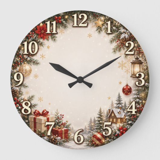 Gezellige kerstcadeau wandklok (Voorkant)