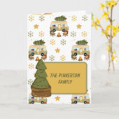 Gezellige kerstcamper kaart (Gele Bloem)
