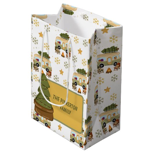 Gezellige Kerstcamper Medium Cadeauzakje (Voorkant Gekanteld)