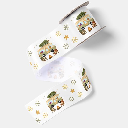 Gezellige Kerstcamper Satijnen Lint (Achterkant)