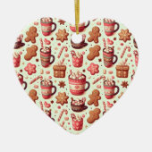 Gezellige kerstcoco en gemberkoekpatroon keramisch ornament (Voorkant)