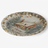 Gezellige kerstcottage papieren bord (Gekanteld)
