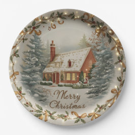 Gezellige kerstcottage papieren bord