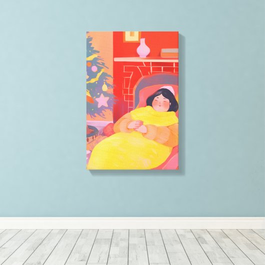 Gezellige kerstdag canvas afdruk (Insitu (Houten vloer))