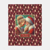 Gezellige kerstdeken Bourgondië Goud Vakantie Deco Fleece Deken (Voorkant)