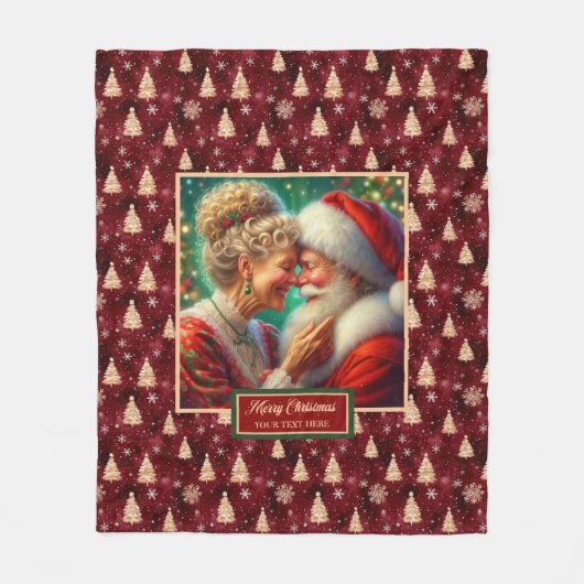 Gezellige kerstdeken Bourgondië Goud Vakantie Deco Fleece Deken (Voorkant)