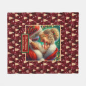 Gezellige kerstdeken Bourgondië Goud Vakantie Deco Fleece Deken (Voorkant (Horizontaal))