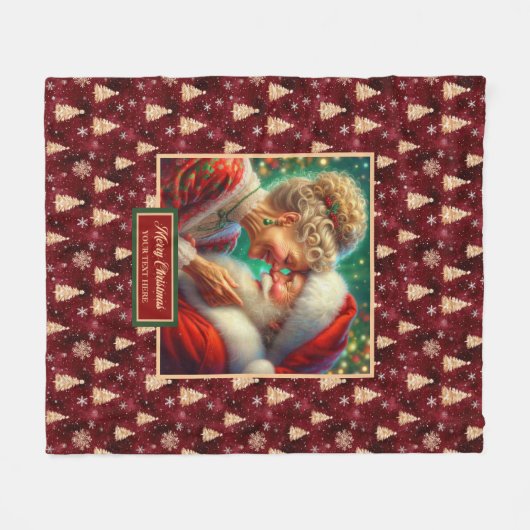 Gezellige kerstdeken Bourgondië Goud Vakantie Deco Fleece Deken (Voorkant (Horizontaal))