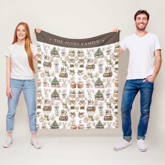 Gezellige kerstdeken met Waterverf design Fleece Deken (In situ)