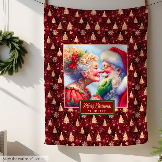 Gezellige kerstdeken Mr & Mrs Claus Gift Fleece Deken