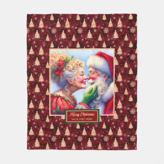Gezellige kerstdeken Mr & Mrs Claus Gift Fleece Deken (Voorkant)