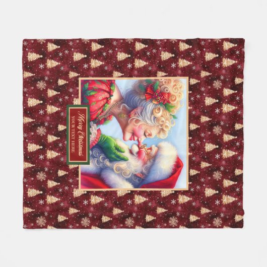 Gezellige kerstdeken  Mr & Mrs Claus Gift Fleece Deken (Voorkant (Horizontaal))