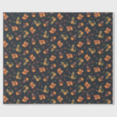 Gezellige kerstdieren cadeaupapier (Vlak)