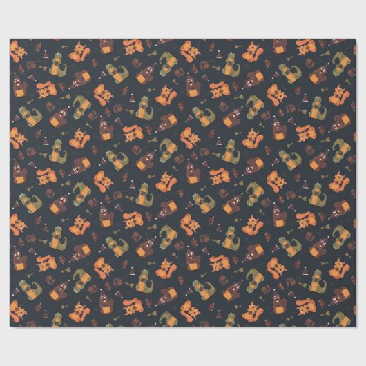 Gezellige kerstdieren cadeaupapier (Zoom)