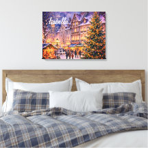 Gezellige Kerstedorp Verlichting - Canvas met Aang