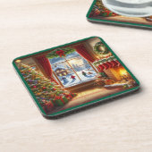 Gezellige kerstetalage bier onderzetter (Linkerzijde)