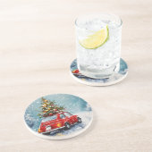  Gezellige Kerstfoto Acryl Ornament Zandsteen Onderzetter (Zijkant)