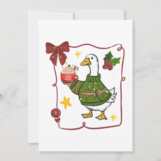 Gezellige Kerstgans Vakantiedesign Kaart (Voorkant)