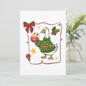 Gezellige Kerstgans Vakantiedesign Kaart (Staand voorkant)