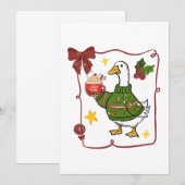Gezellige Kerstgans Vakantiedesign Kaart (Voorkant / Achterkant)