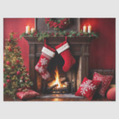 Gezellige kersthaard met kousen Decoupage Tissuepapier (Voorkant)