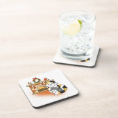 Gezellige kersthaard Moederkat met Kitten Bier Onderzetter (Rechterzijde)