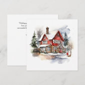 Gezellige kersthuizen met sneeuw notitiekaartje (Voorkant / Achterkant)