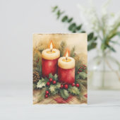 Gezellige kerstkaarsen feestdagenkaart (Staand voorkant)