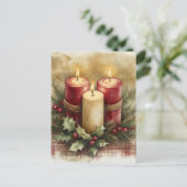 Gezellige kerstkaarsen feestdagenkaart (Staand voorkant)