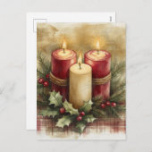 Gezellige kerstkaarsen feestdagenkaart (Voorkant / Achterkant)